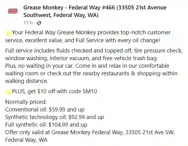 Grease Monkey Oil Change Price